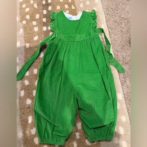BELLA BLISS GREEN CORDUROY ROMPER WITH RUFFLE